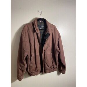 Vng 90s Context Nubuck Leather Bomber Red-Brown Jacket Sz XL Insulated Full Zip
